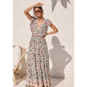 NWT Anthropologie Barok Paris Tiered V-Neck Maxi Dress Size 6